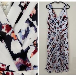 White House Black Market Abstract Floral Midi Dress
